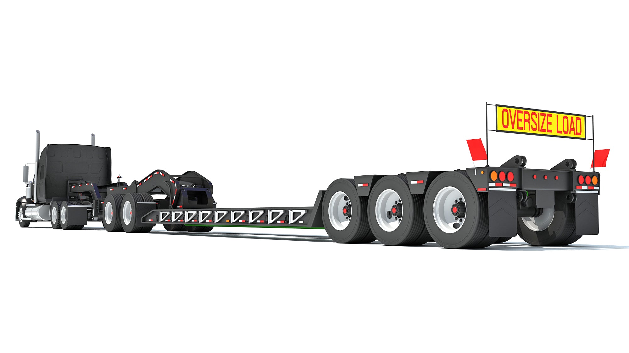 Semi Truck with Lowboy Trailer