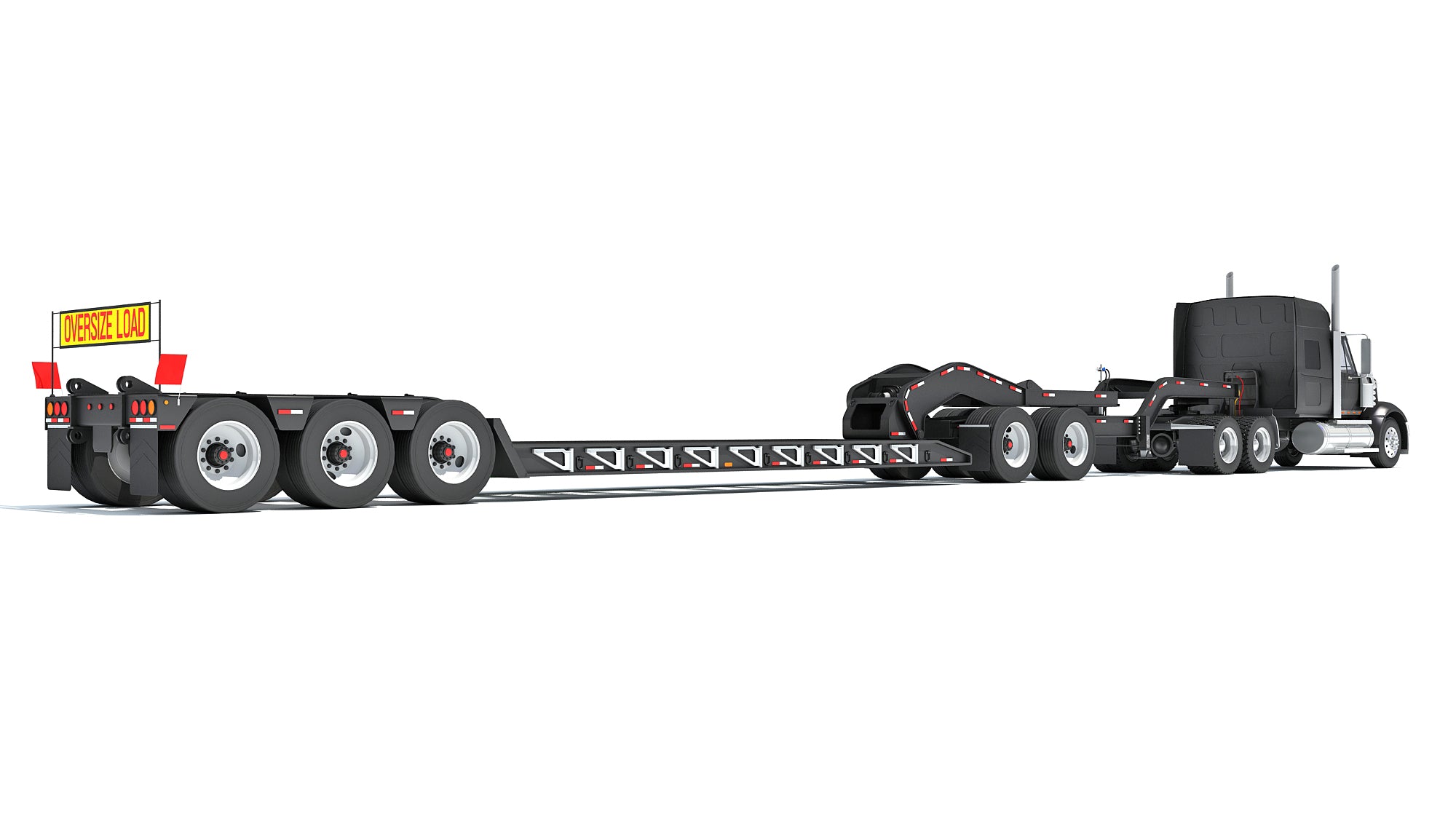 Semi Truck with Lowboy Trailer