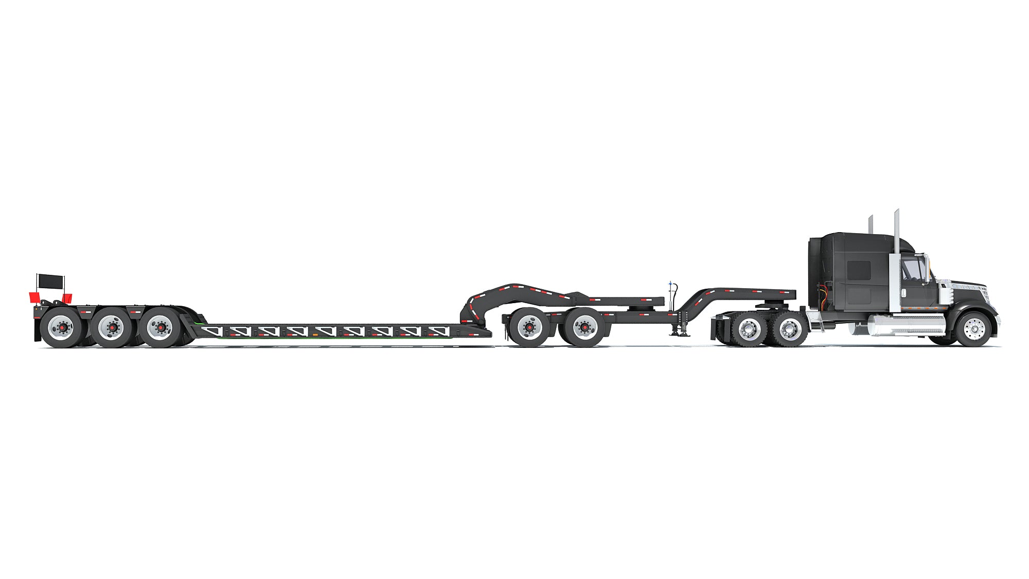 Semi Truck with Lowboy Trailer
