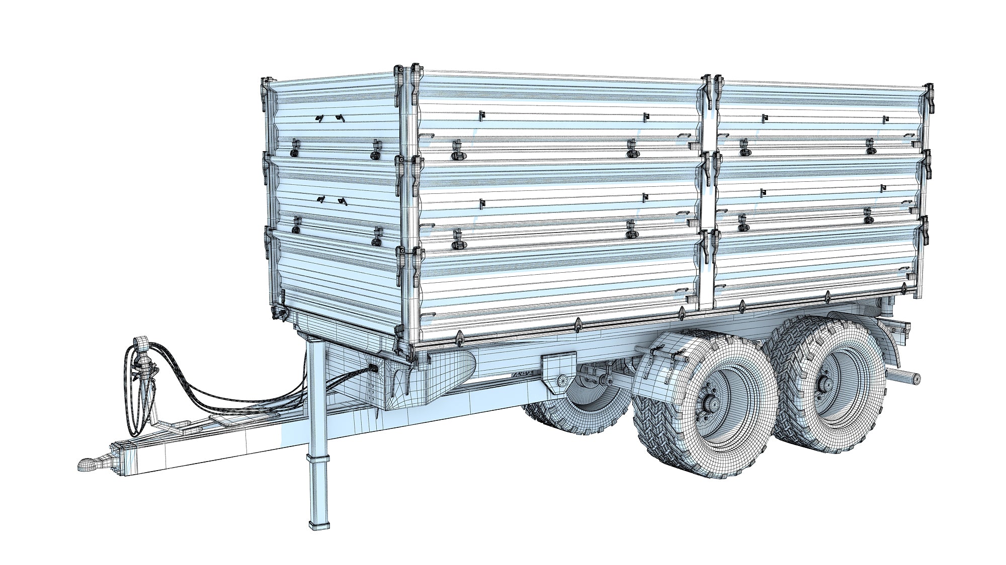 Farm Tractor Trailer 3D model