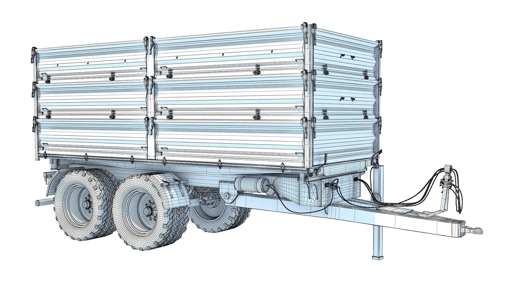 Farm Tractor Trailer 3D model