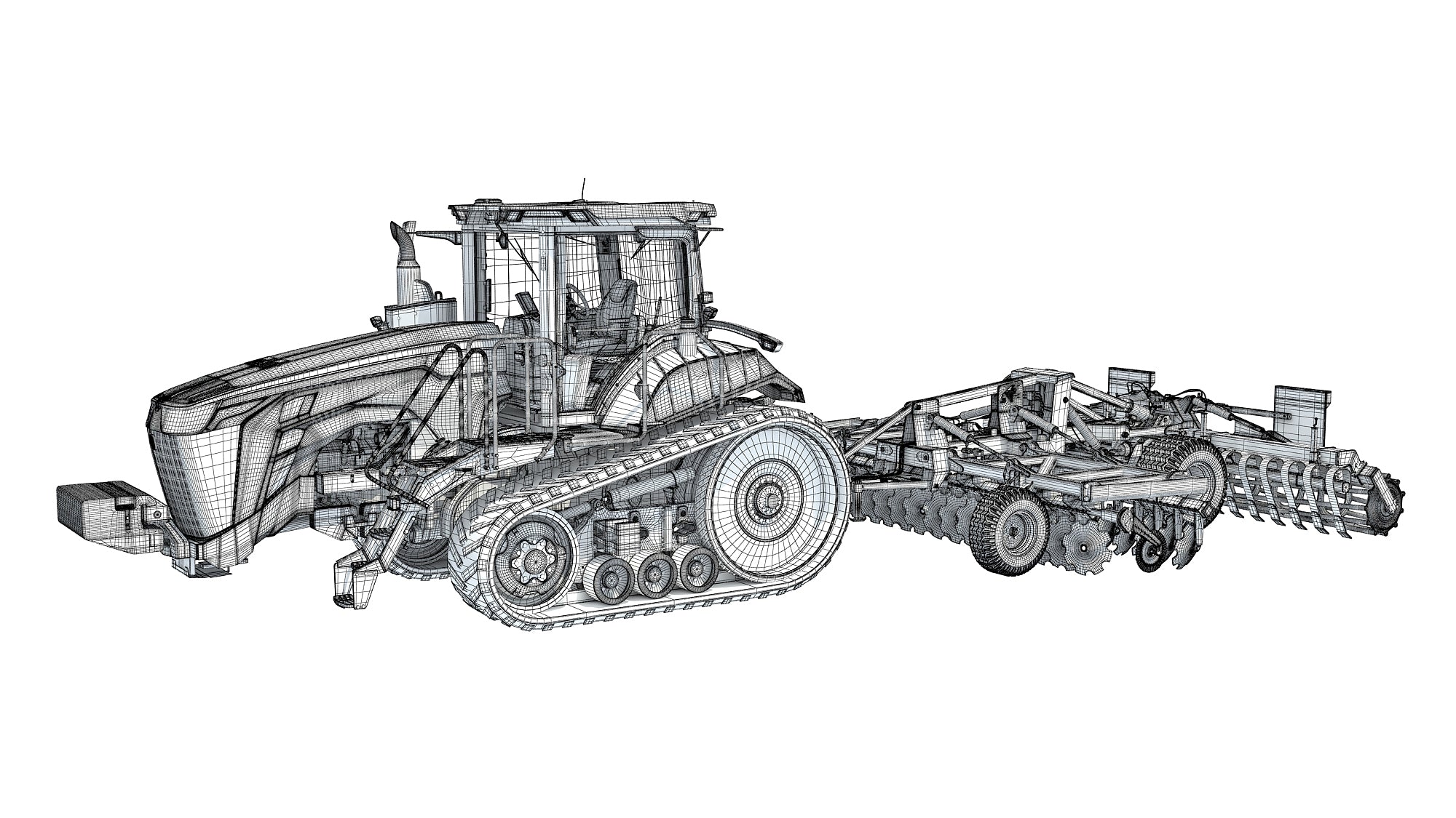 Tractor with Trailed Disc Harrow