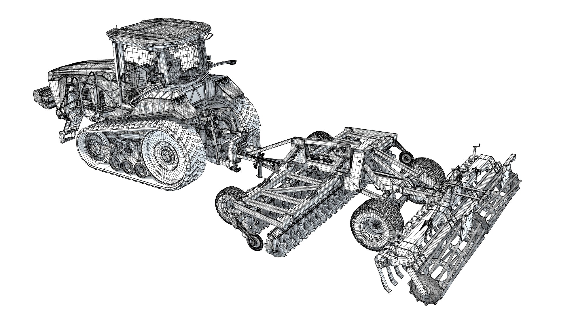 Tractor with Trailed Disc Harrow