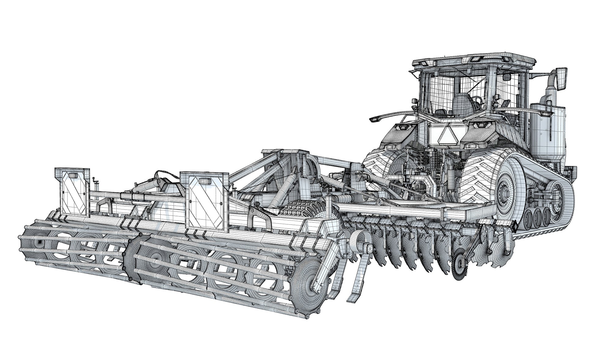 Tractor with Trailed Disc Harrow