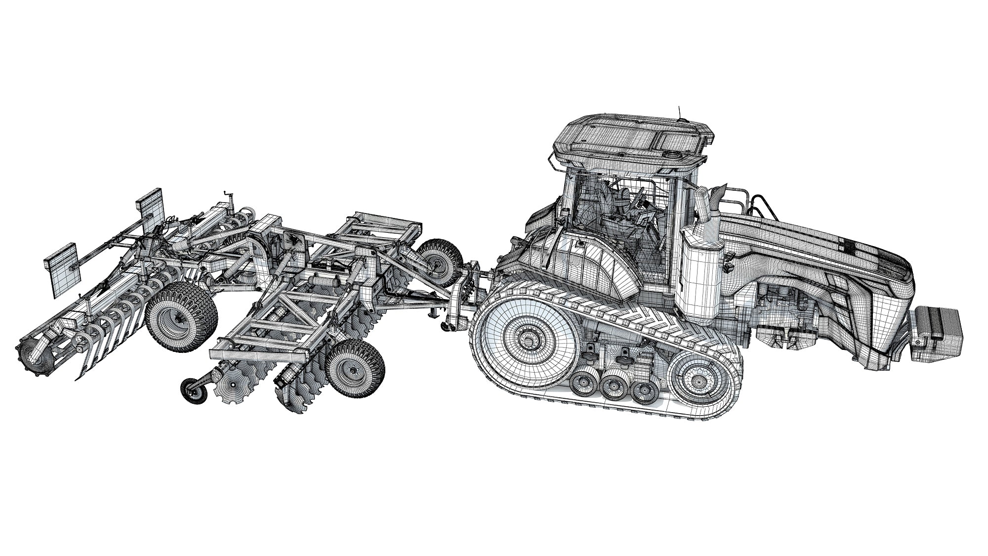 Tractor with Trailed Disc Harrow