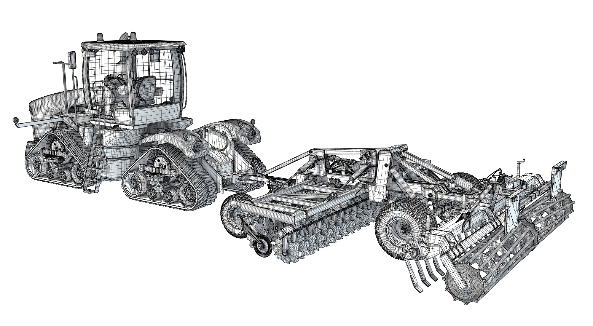 Tractor with Trailed Disc Harrow