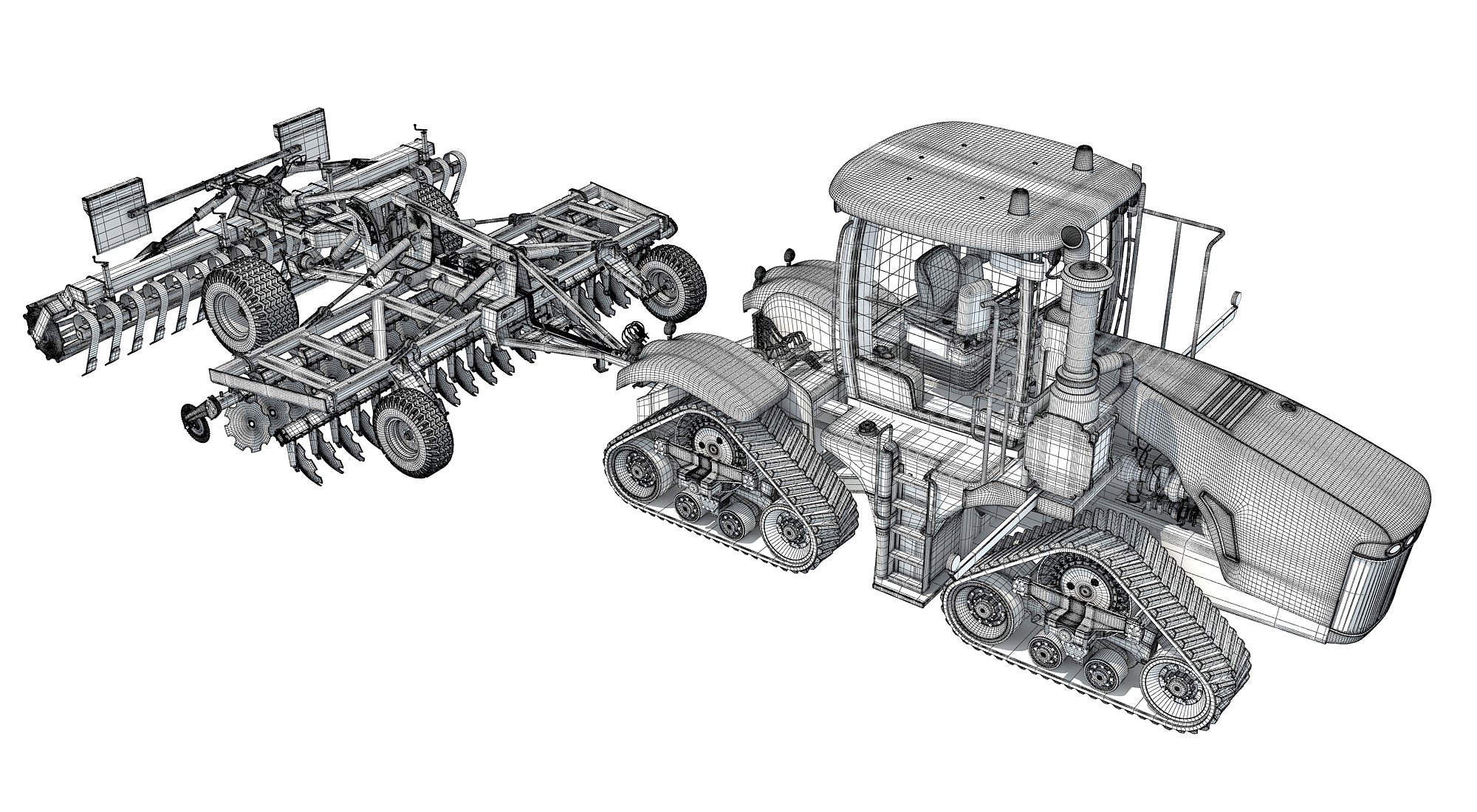 Tractor with Trailed Disc Harrow