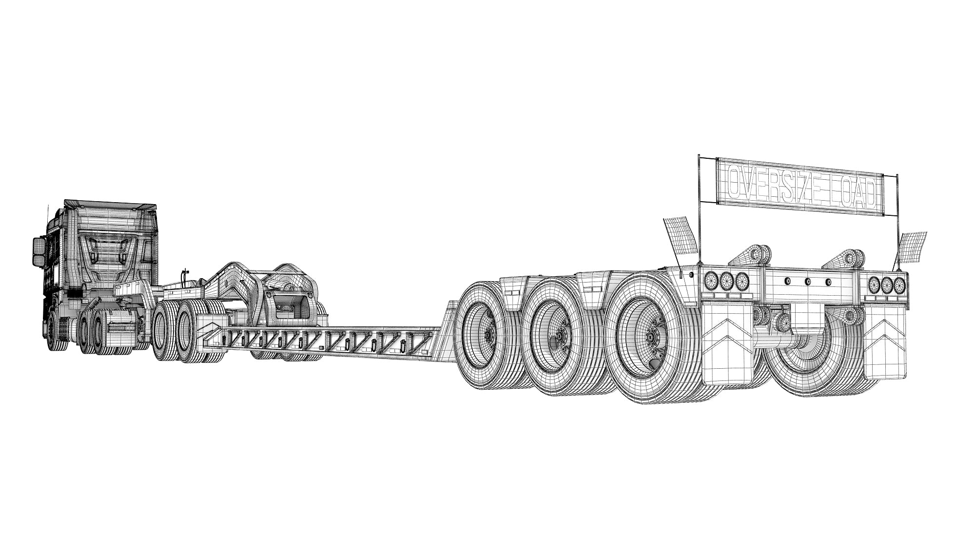 Semi Truck with Lowboy Trailer