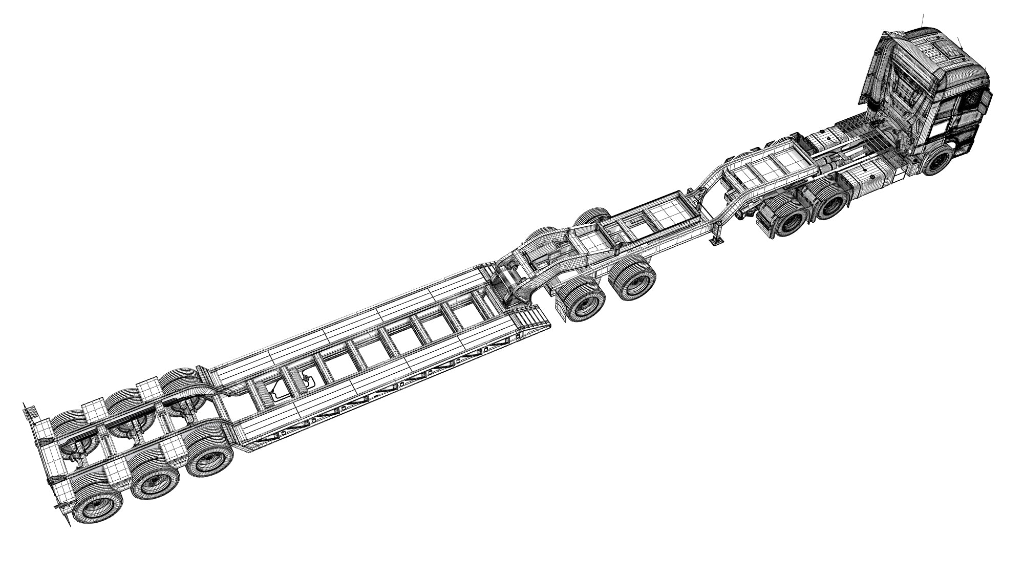 Semi Truck with Lowboy Trailer
