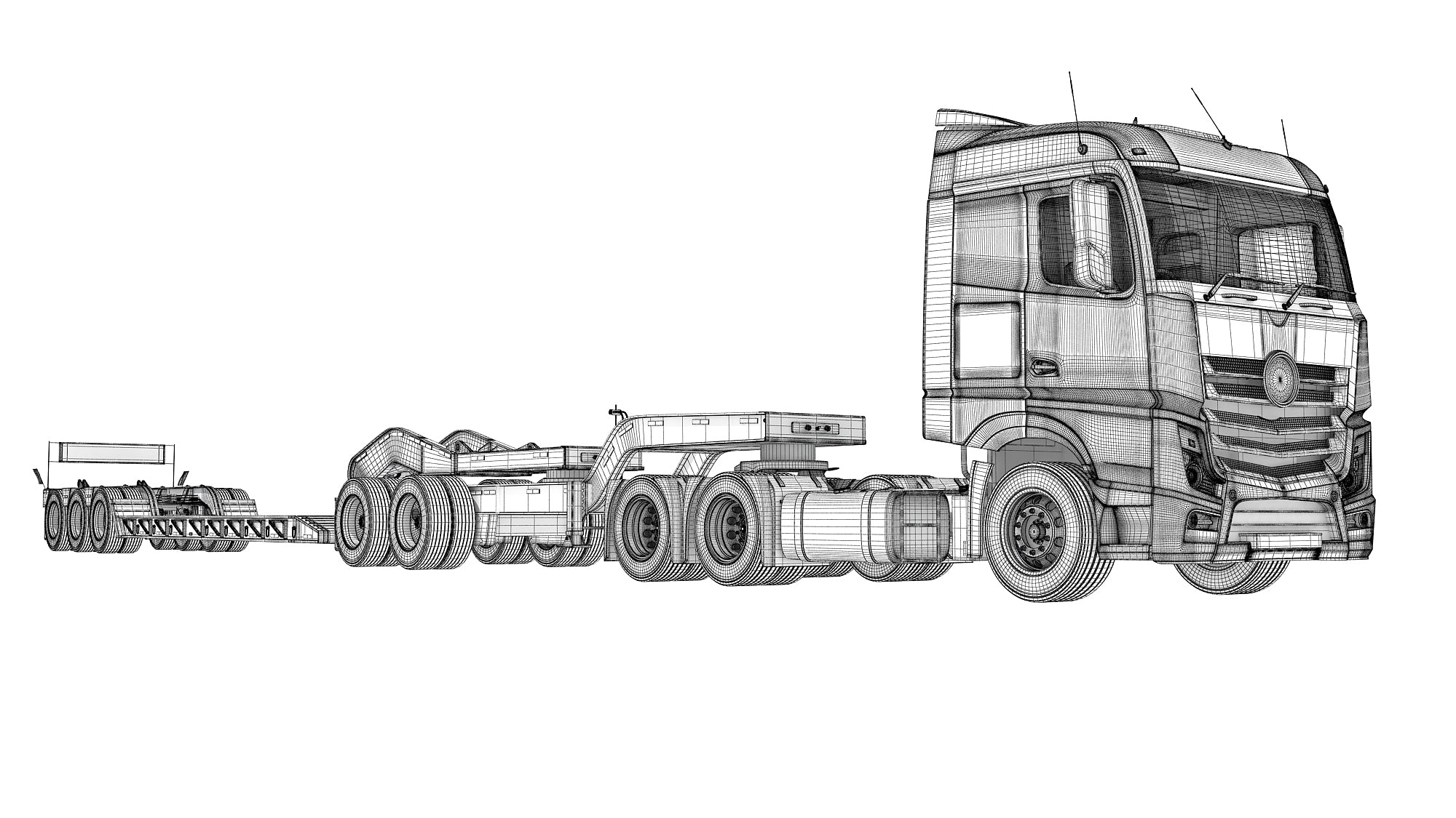 Semi Truck with Lowboy Trailer