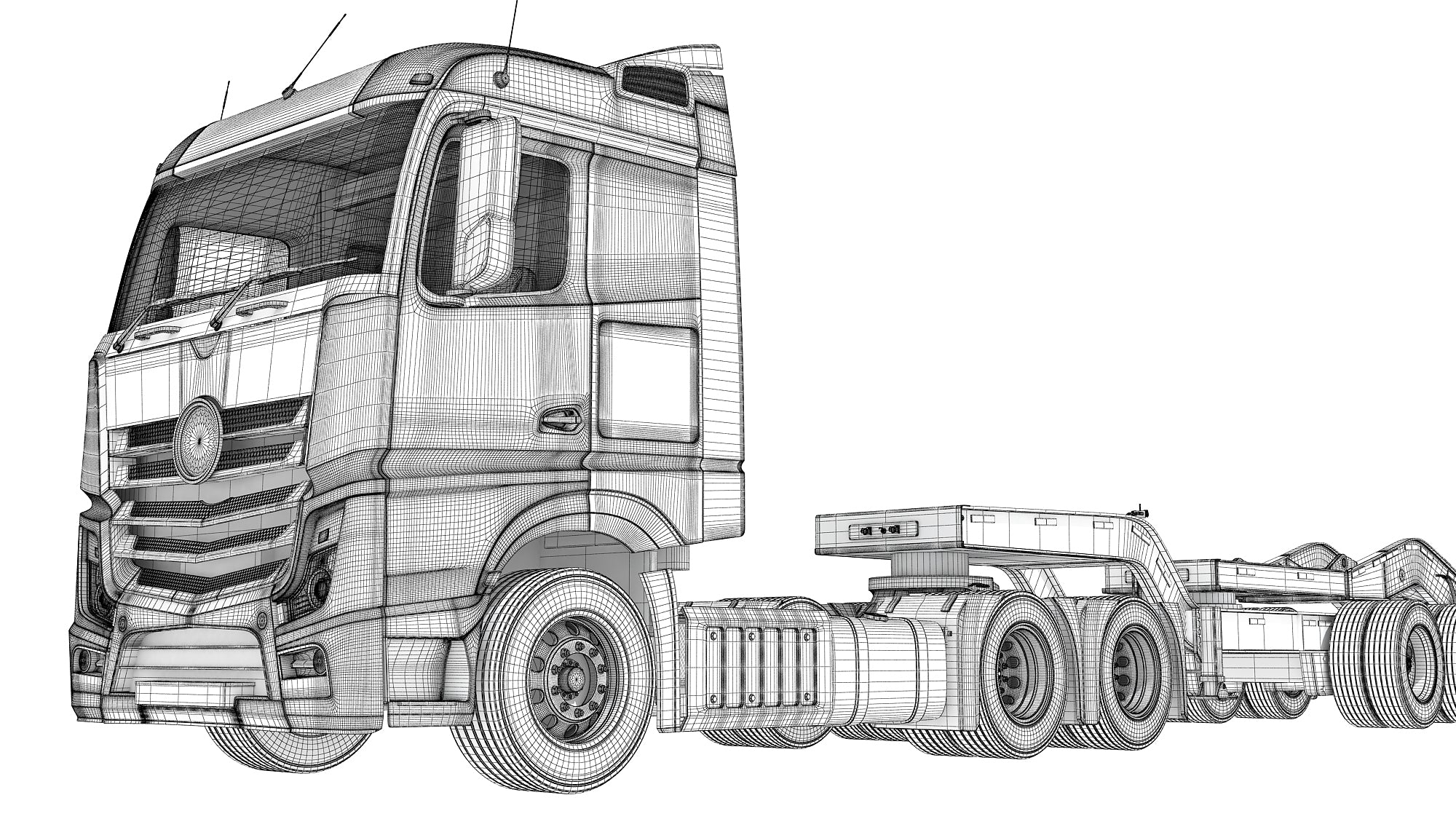 Semi Truck with Lowboy Trailer
