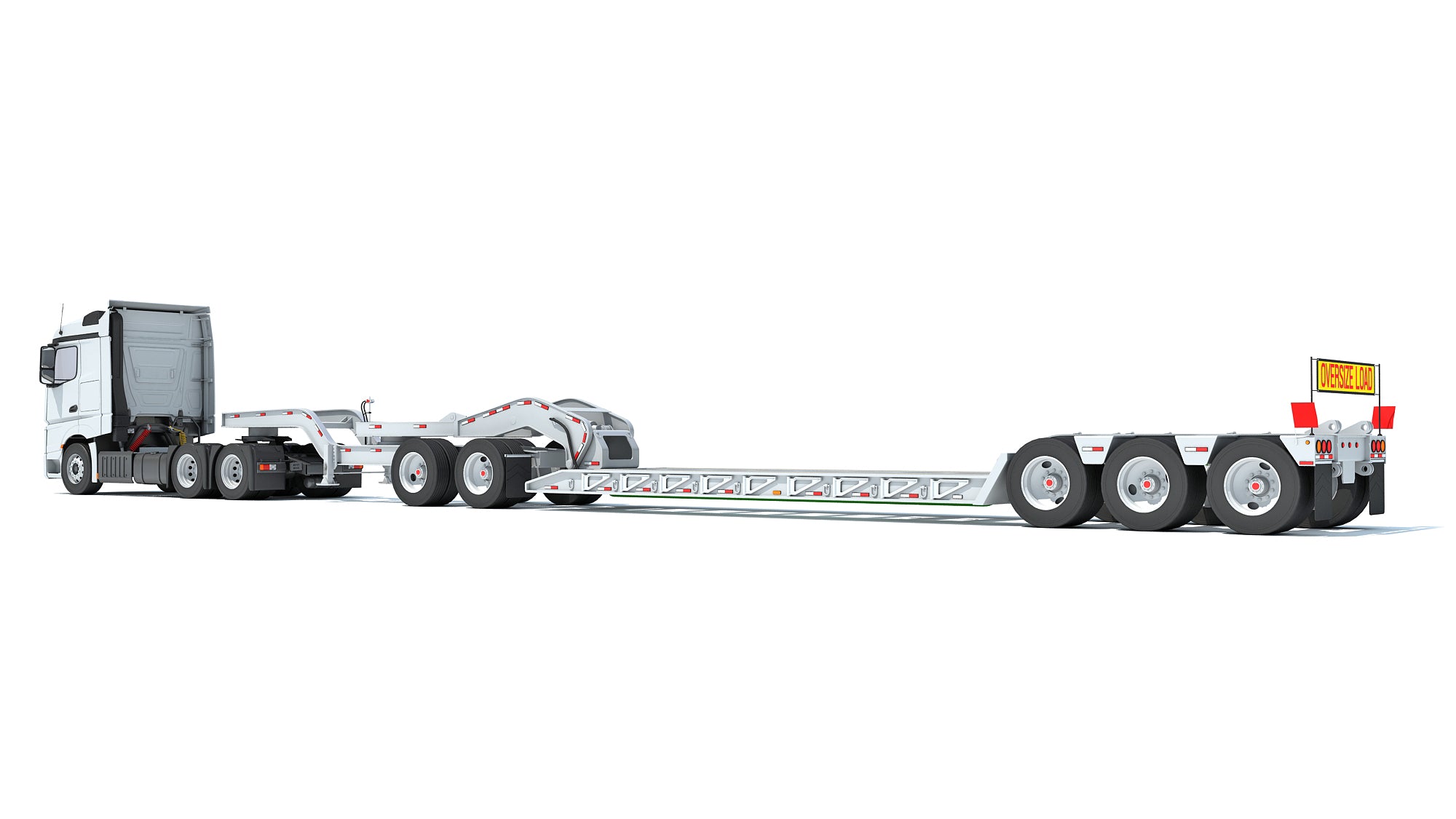 Semi Truck with Lowboy Trailer