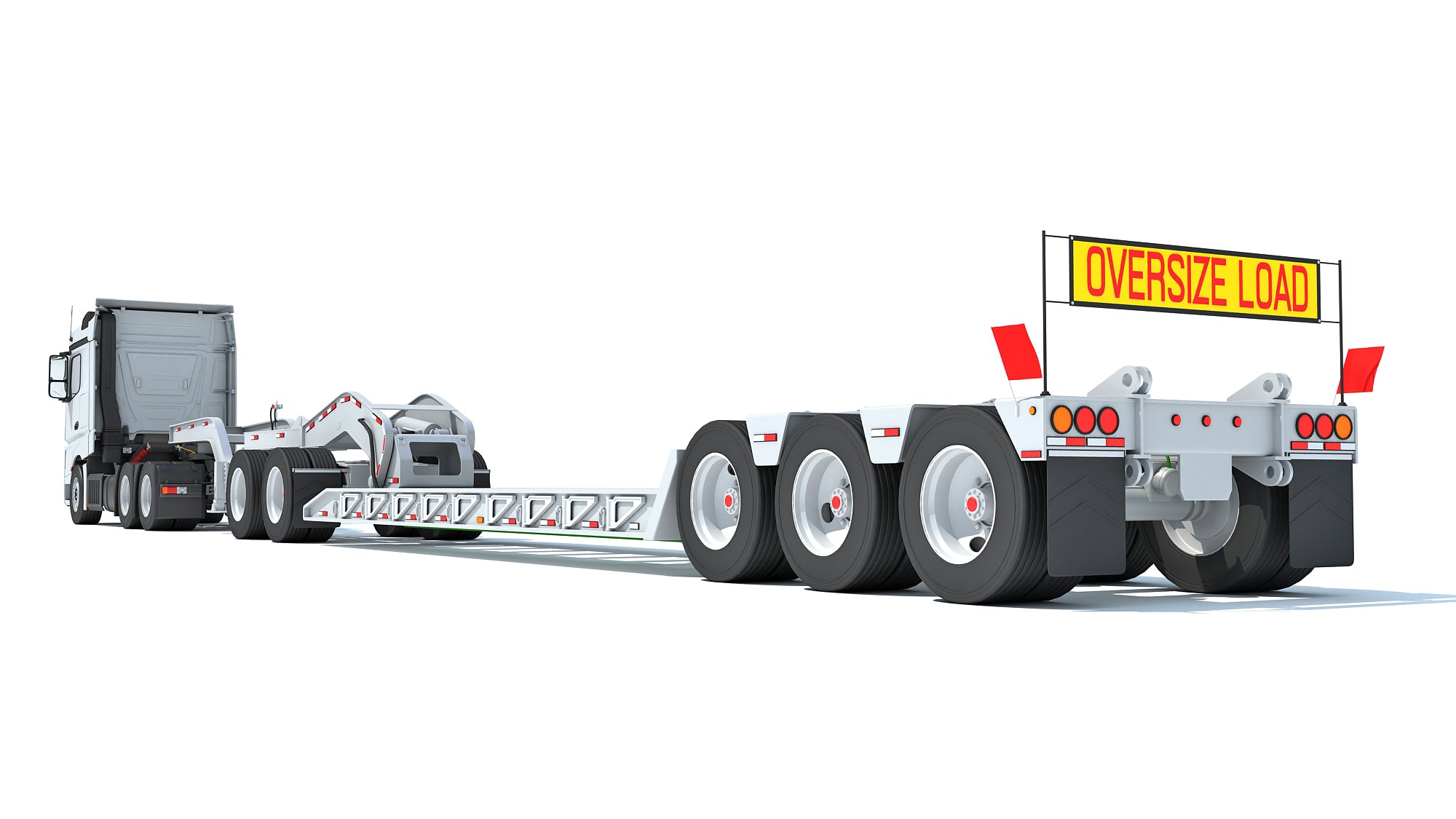Semi Truck with Lowboy Trailer