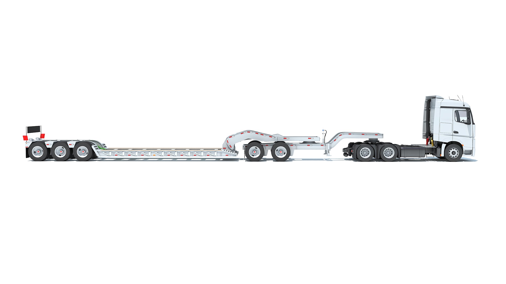 Semi Truck with Lowboy Trailer