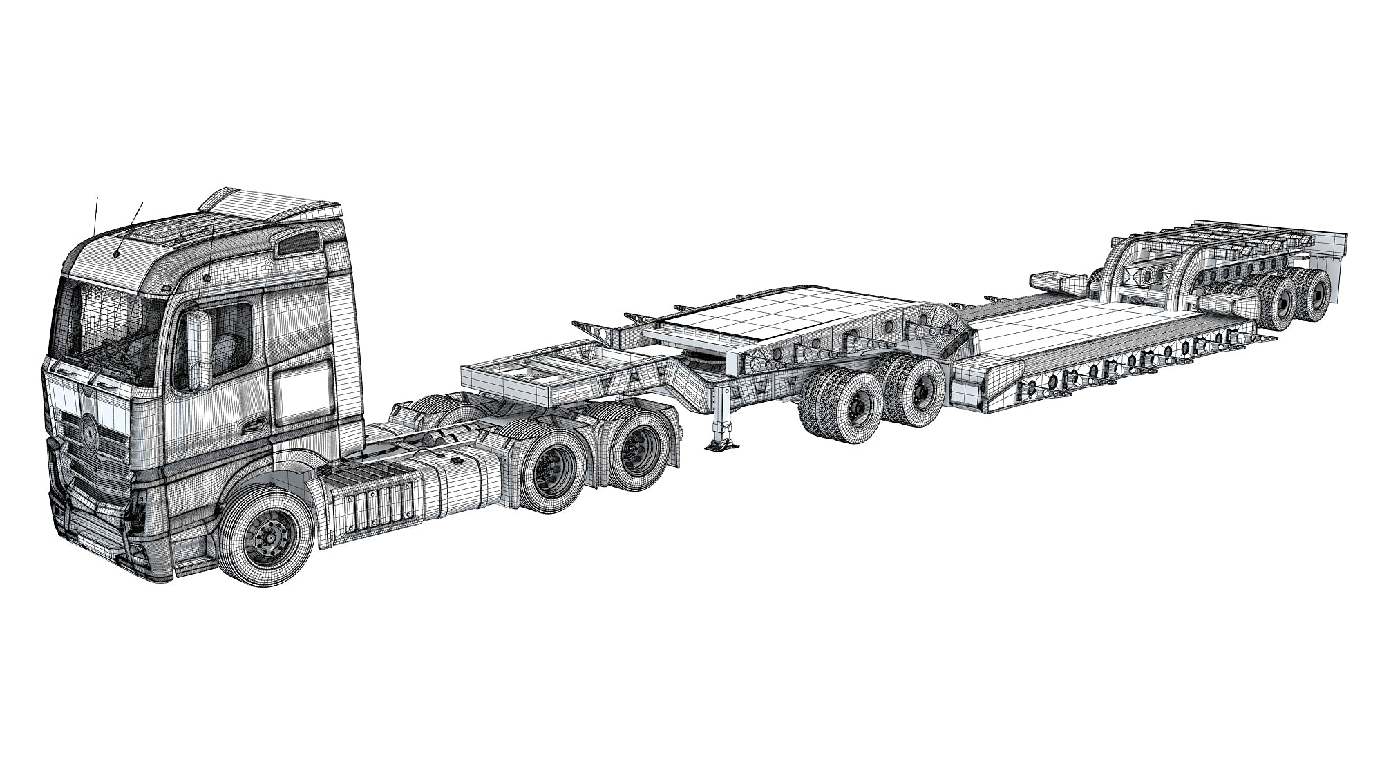 Truck with Lowboy Trailer
