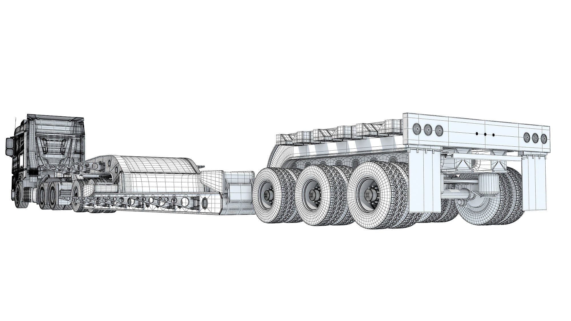 Truck with Lowboy Trailer