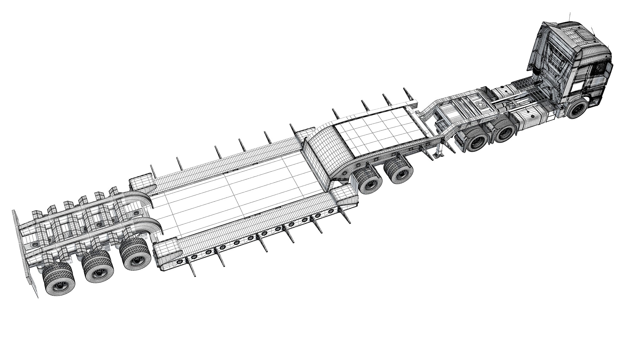Truck with Lowboy Trailer
