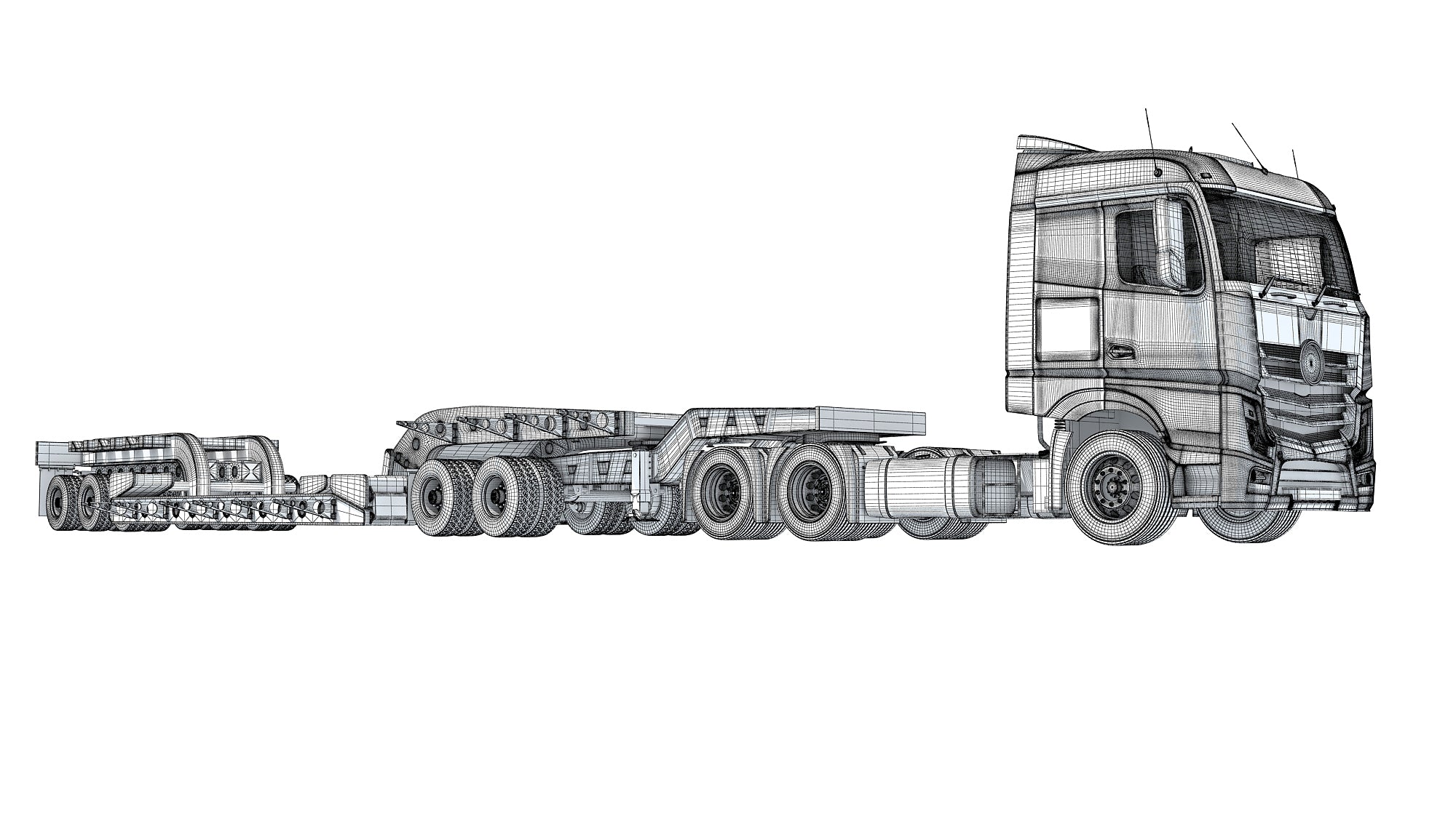 Truck with Lowboy Trailer