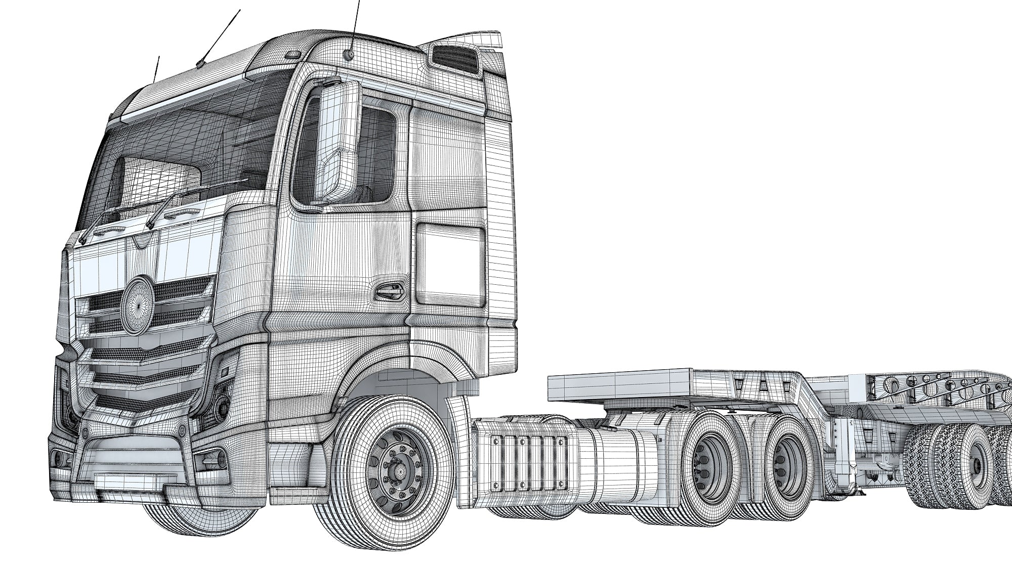 Truck with Lowboy Trailer