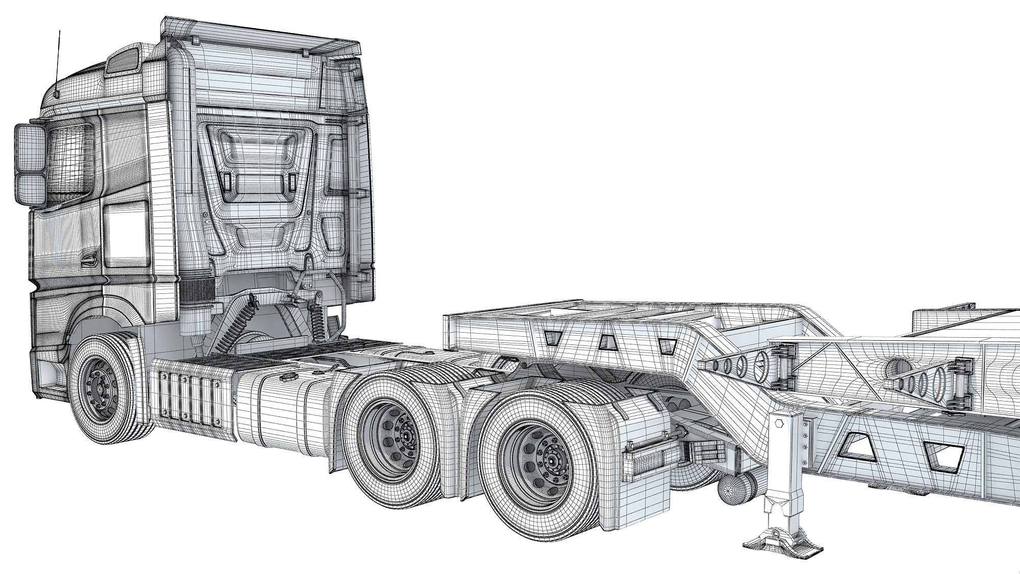 Truck with Lowboy Trailer