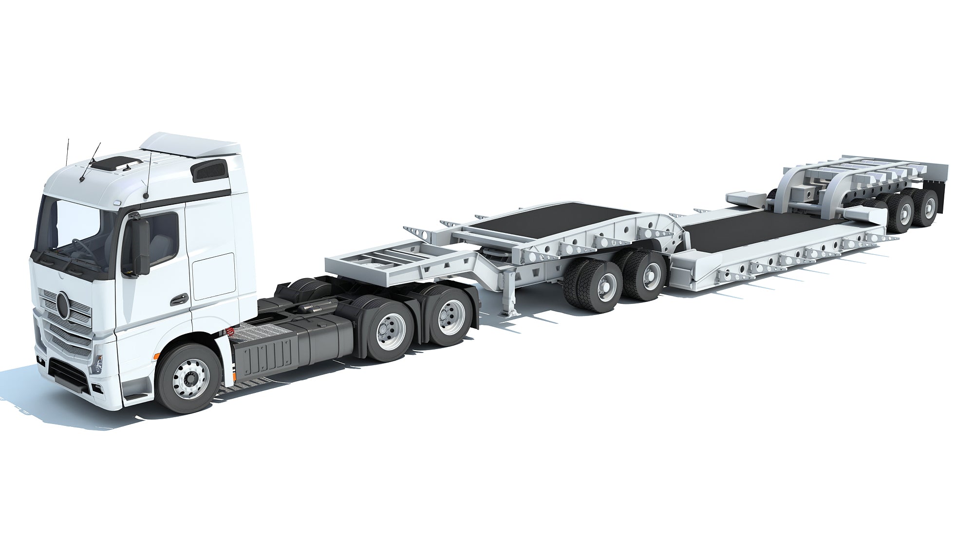 Truck with Lowboy Trailer