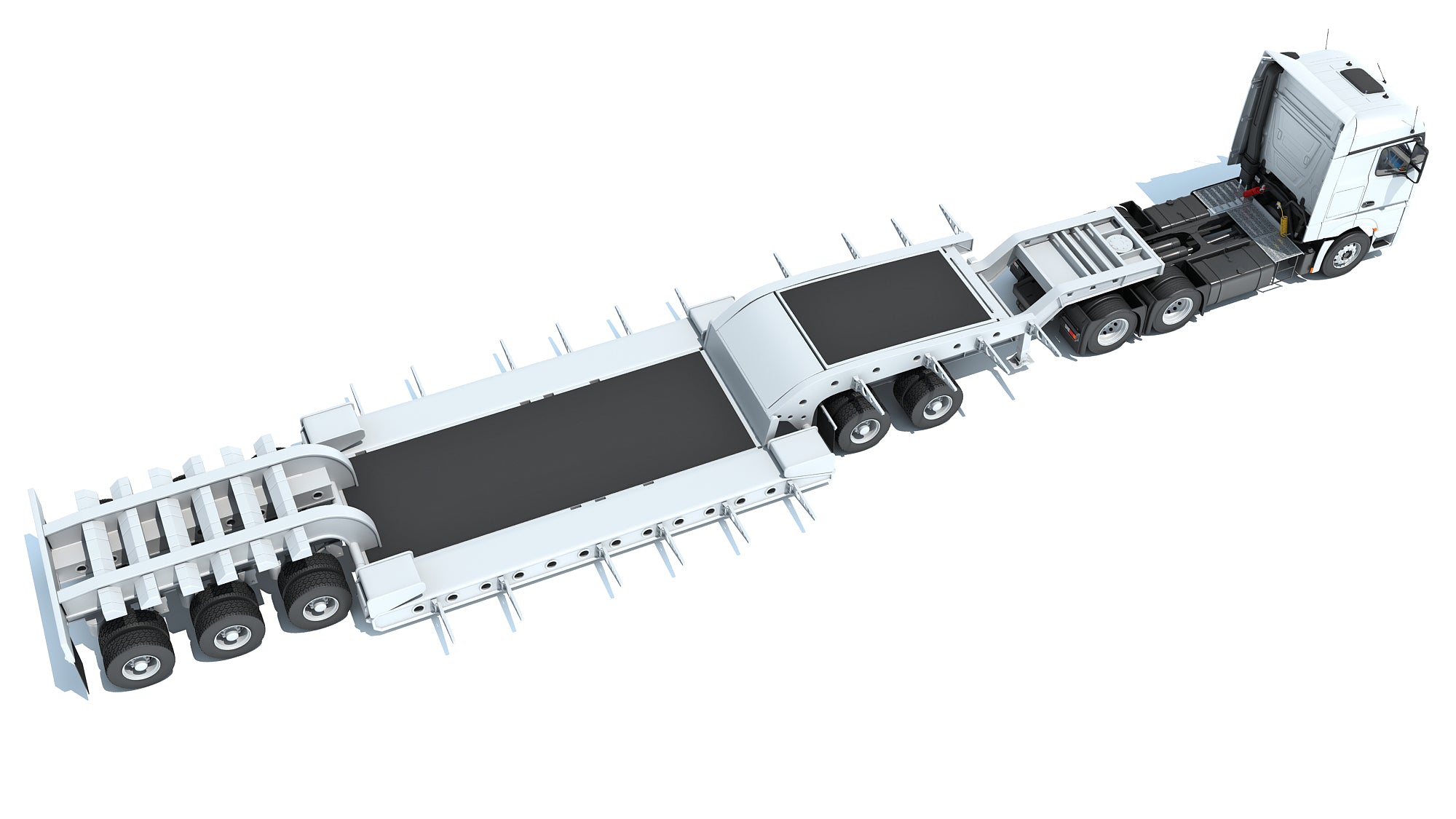 Truck with Lowboy Trailer
