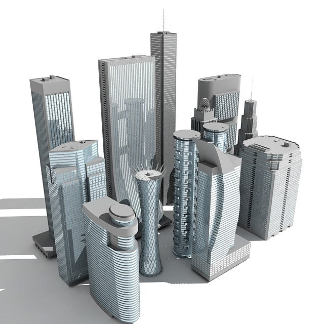 12 Skyscrapers 3D Models