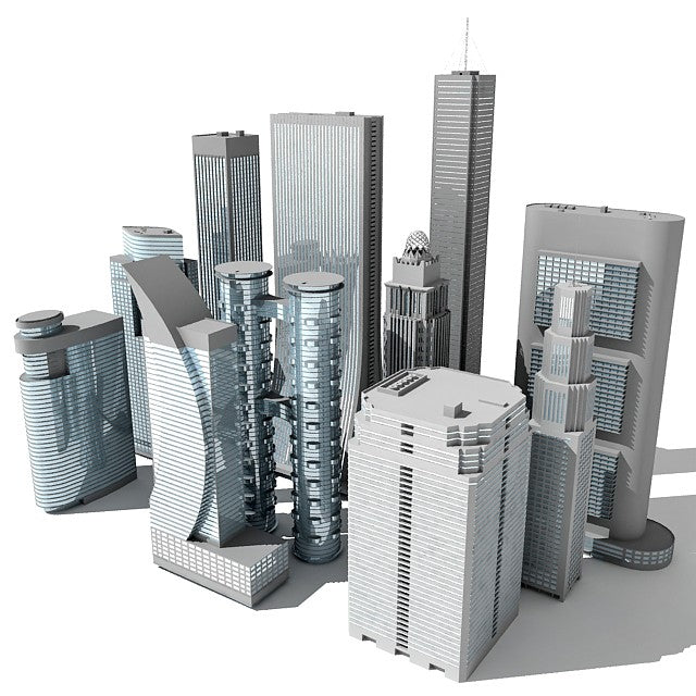 12 Skyscrapers 3D Models