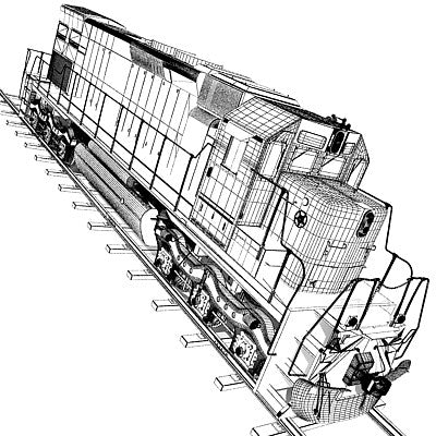 3D Train with Wagon