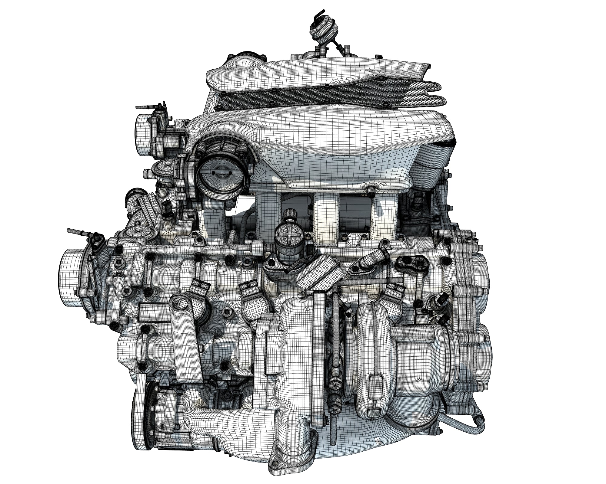 Turbocharged Engine 3D Model