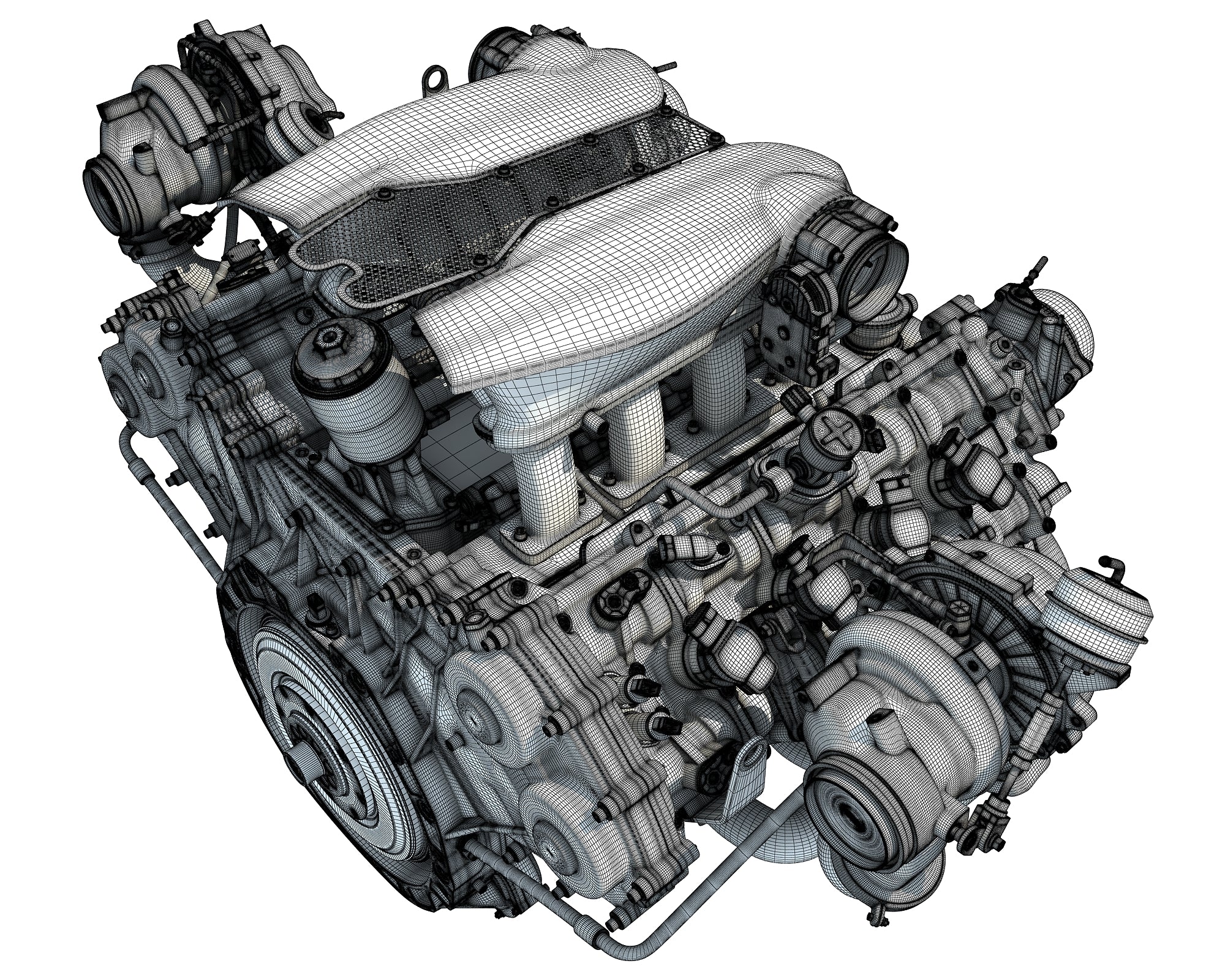Turbocharged Engine 3D Model