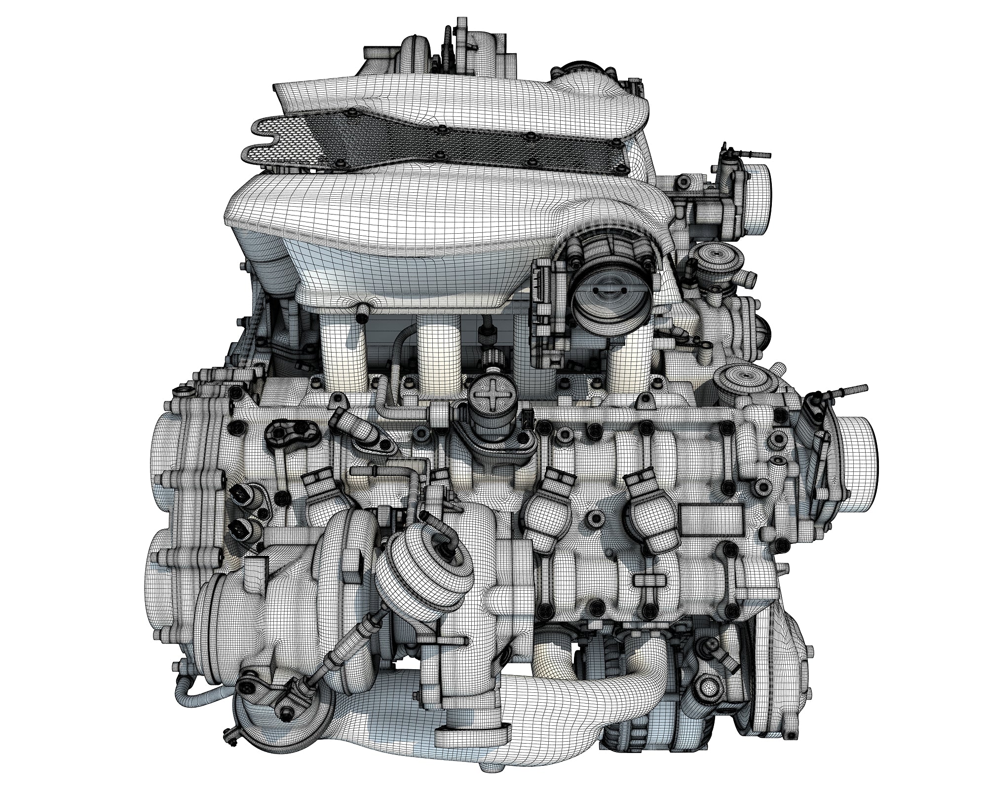 Turbocharged Engine 3D Model