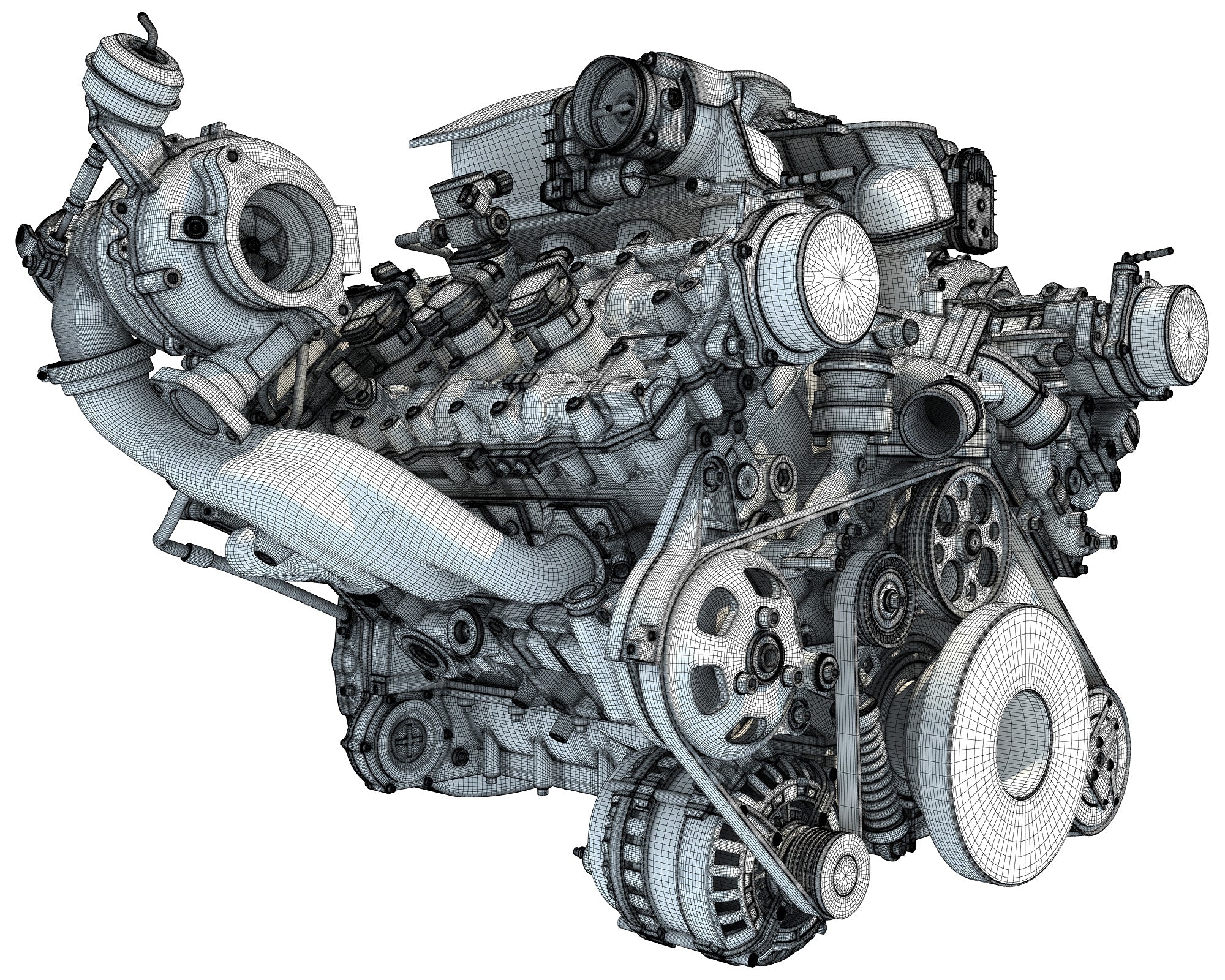Turbocharged Engine 3D Model
