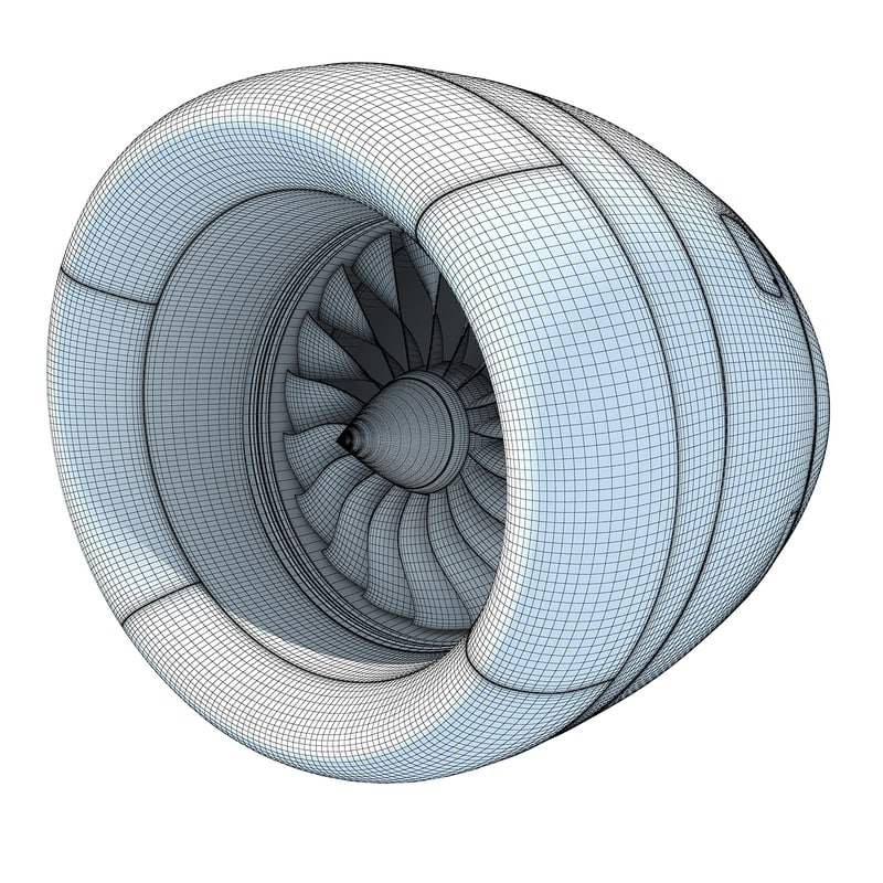 Aircraft Jet Turbofan Engine