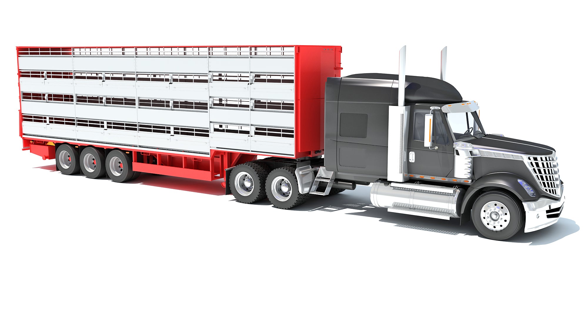 Truck with Animal Transporter Trailer