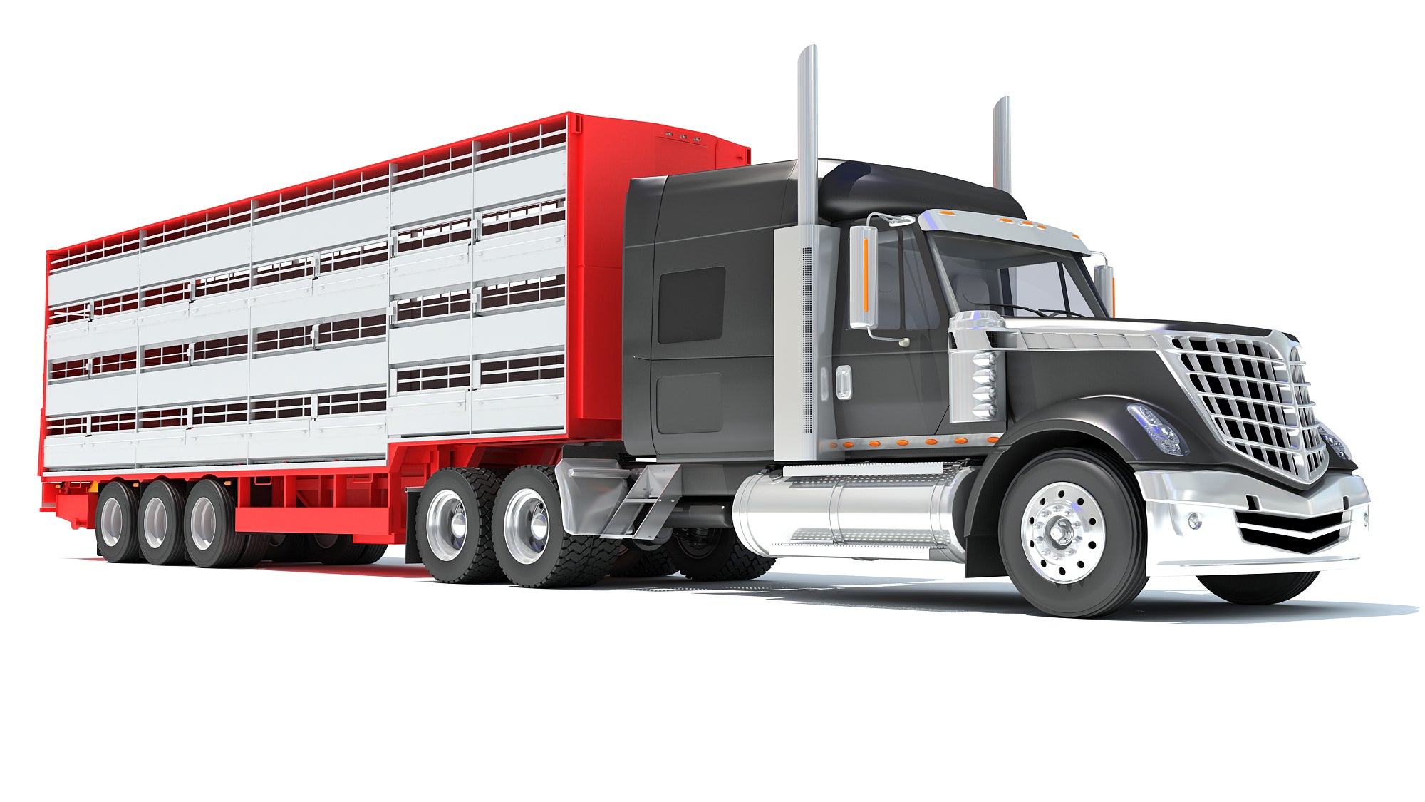 Truck with Animal Transporter Trailer