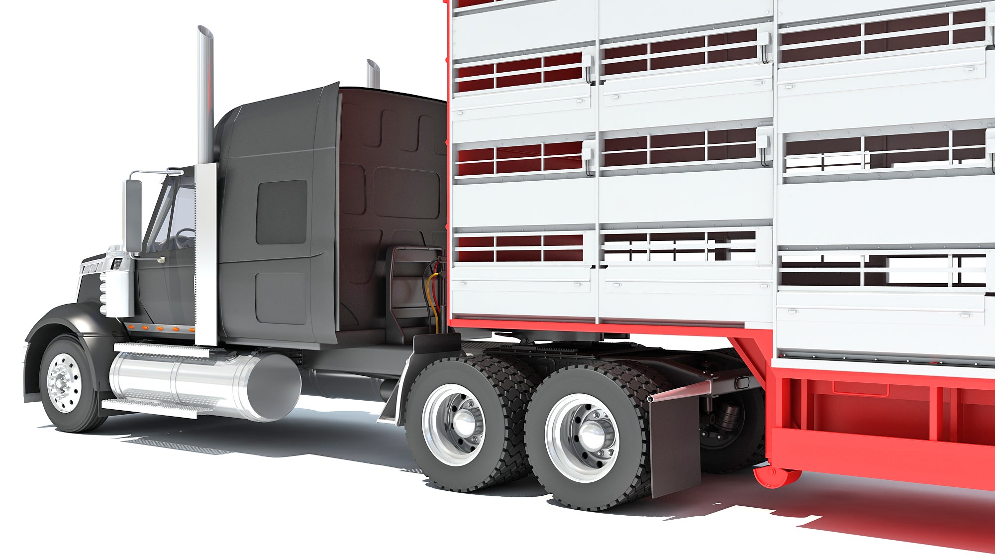 Truck with Animal Transporter Trailer