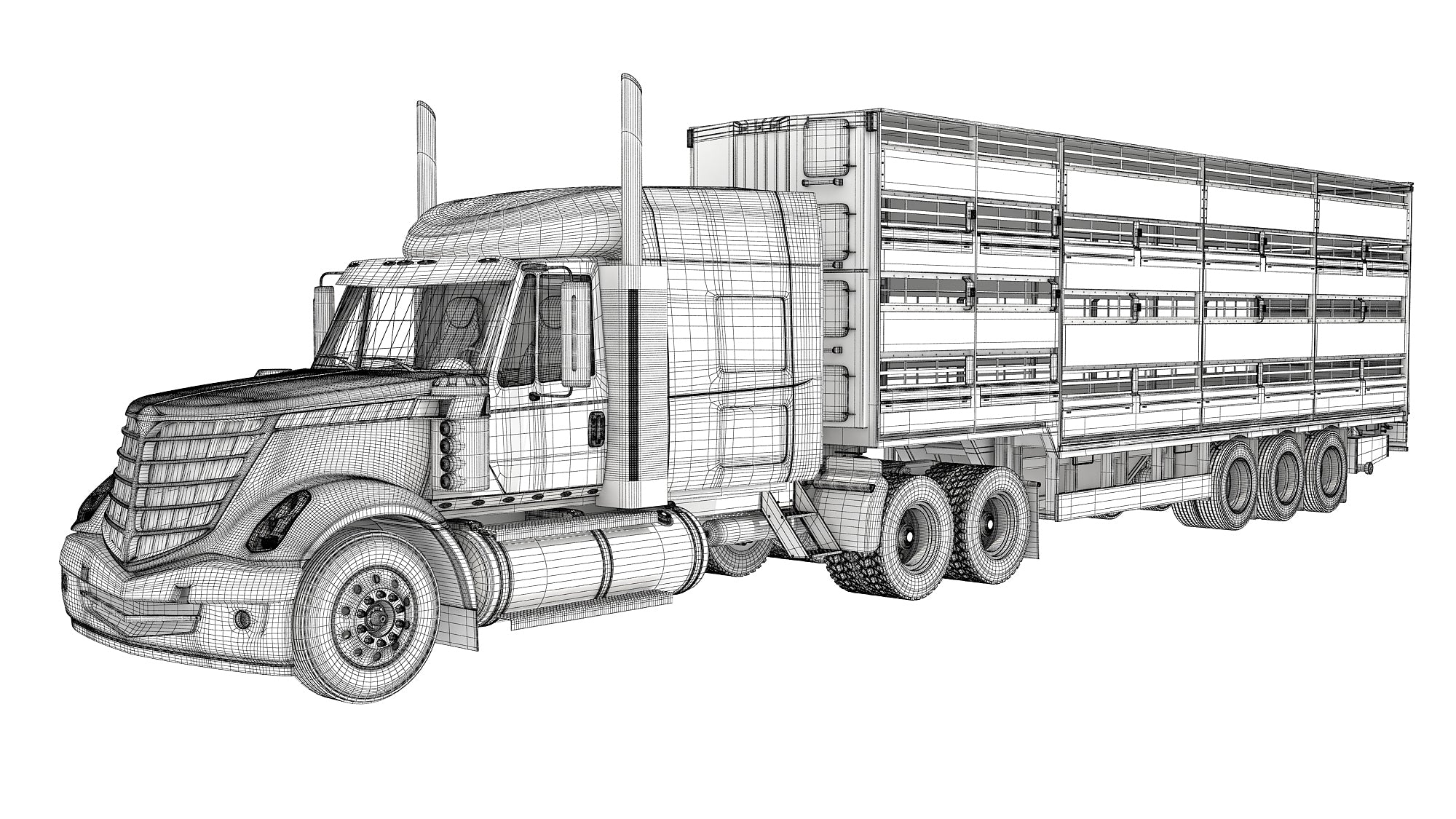 Truck with Animal Transporter Trailer