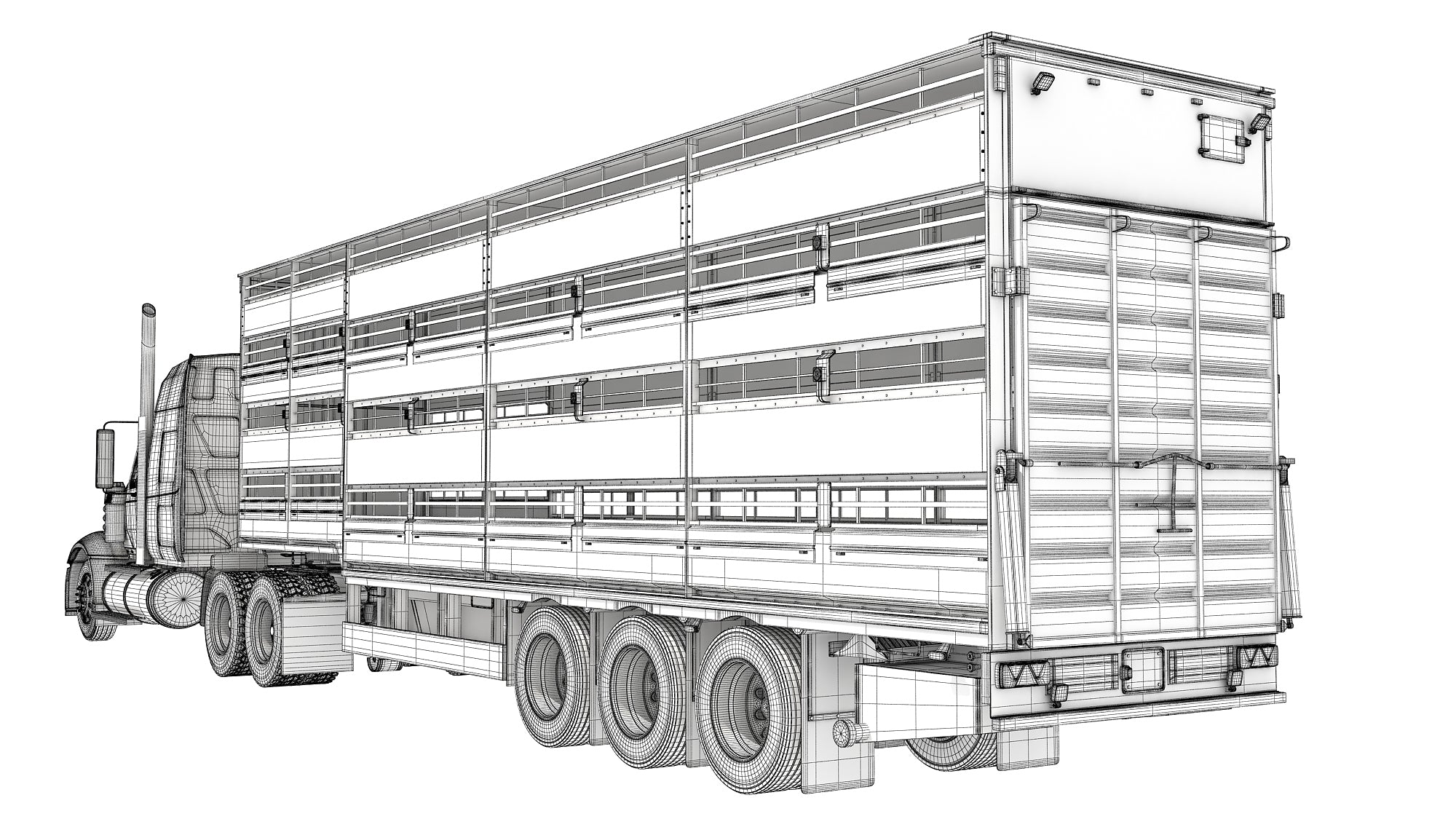 Truck with Animal Transporter Trailer