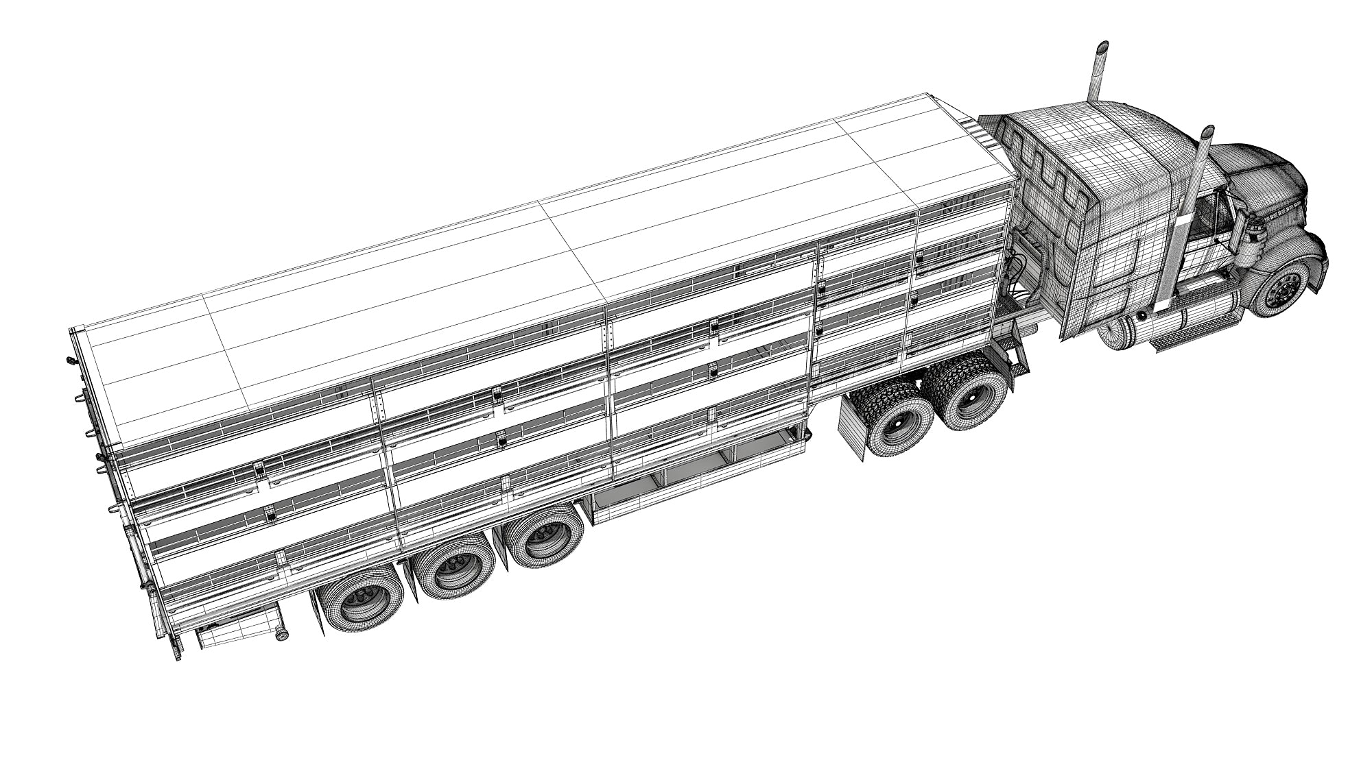 Truck with Animal Transporter Trailer