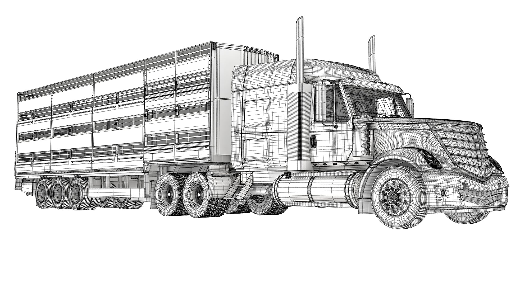 Truck with Animal Transporter Trailer