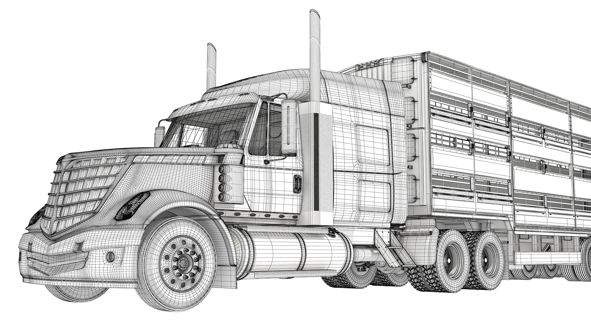 Truck with Animal Transporter Trailer
