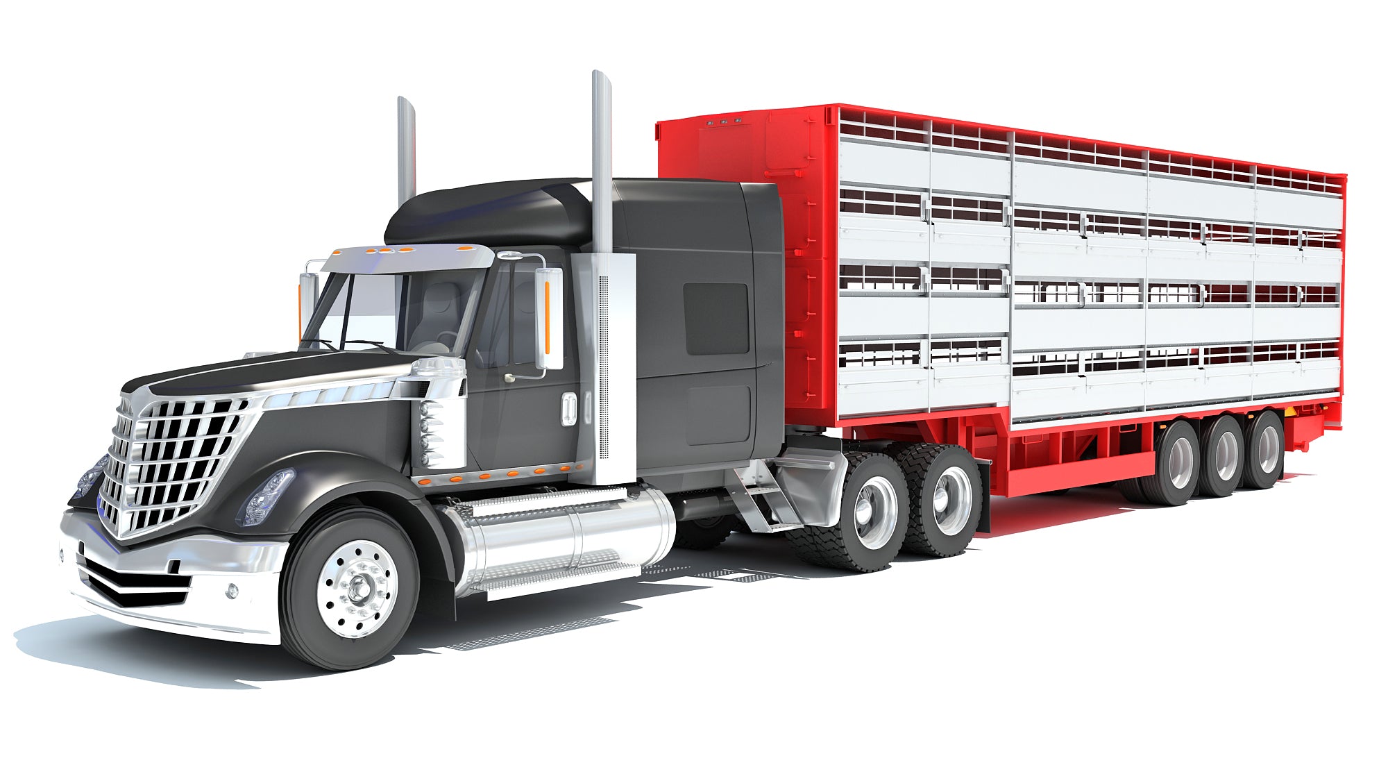 Truck with Animal Transporter Trailer