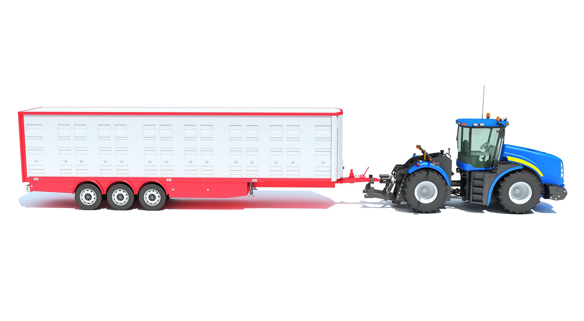 Tractor with Animal Transporter Trailer