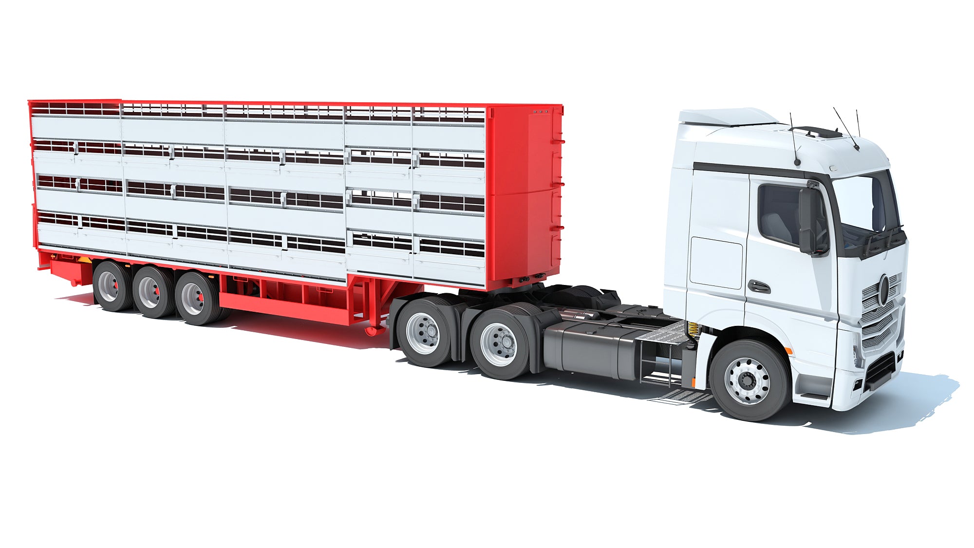 Truck with Animal Transporter Trailer
