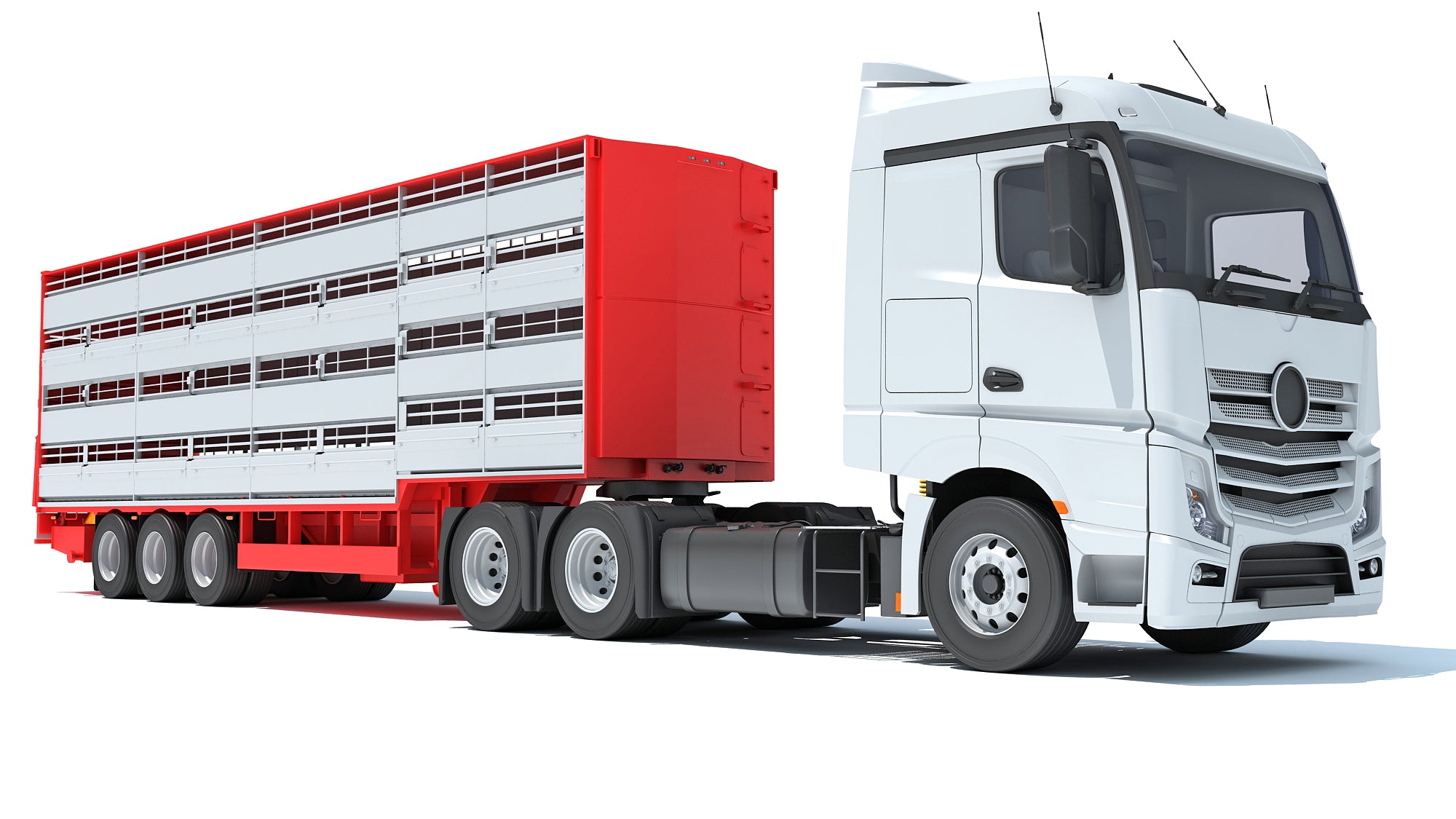 Truck with Animal Transporter Trailer