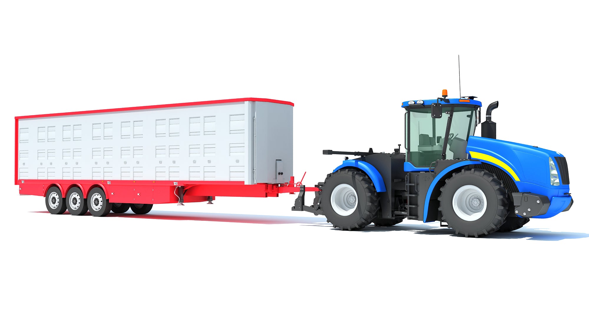 Tractor with Animal Transporter Trailer