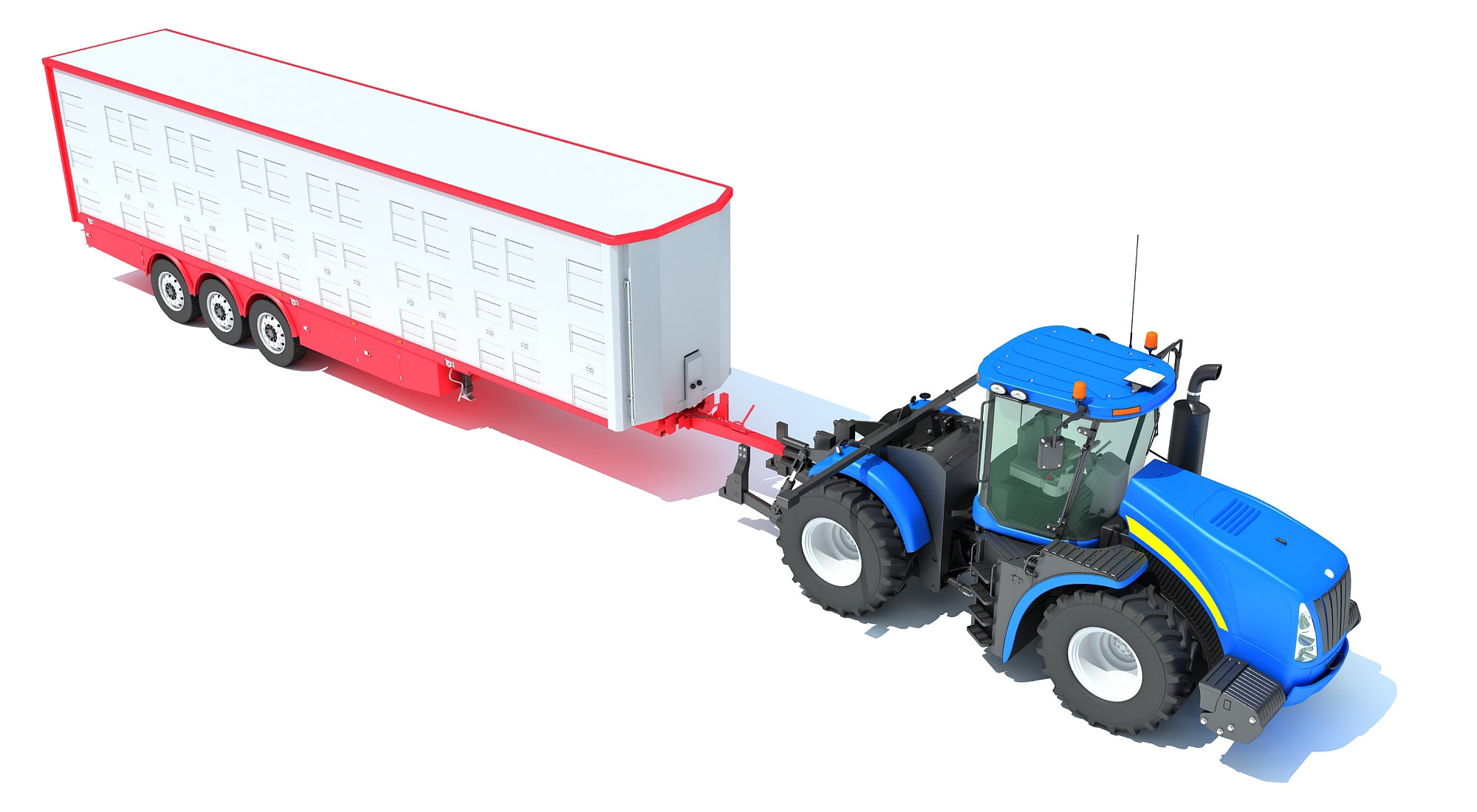 Tractor with Animal Transporter Trailer