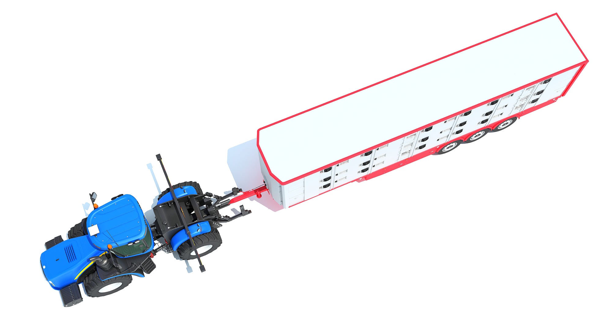Tractor with Animal Transporter Trailer