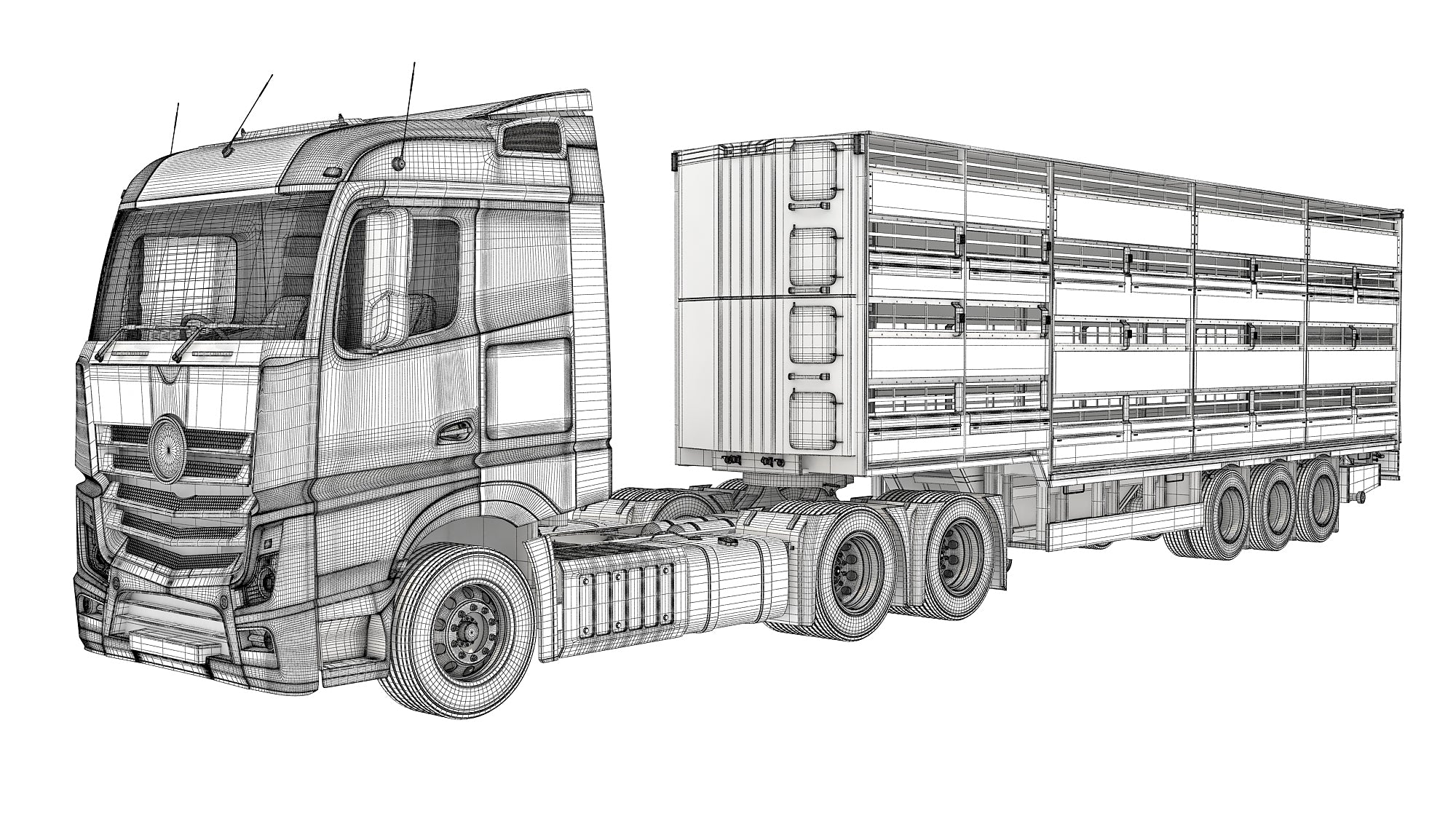 Truck with Animal Transporter Trailer